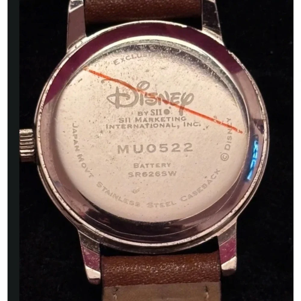 Disney Eeyore Watch SII Marketing MU0522 Brown Leather Strap New Battery